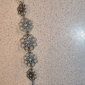 Lucky Brand Cahuilla Tribe Silver Tone Semi Precious Accents Blue Stone Bracelet